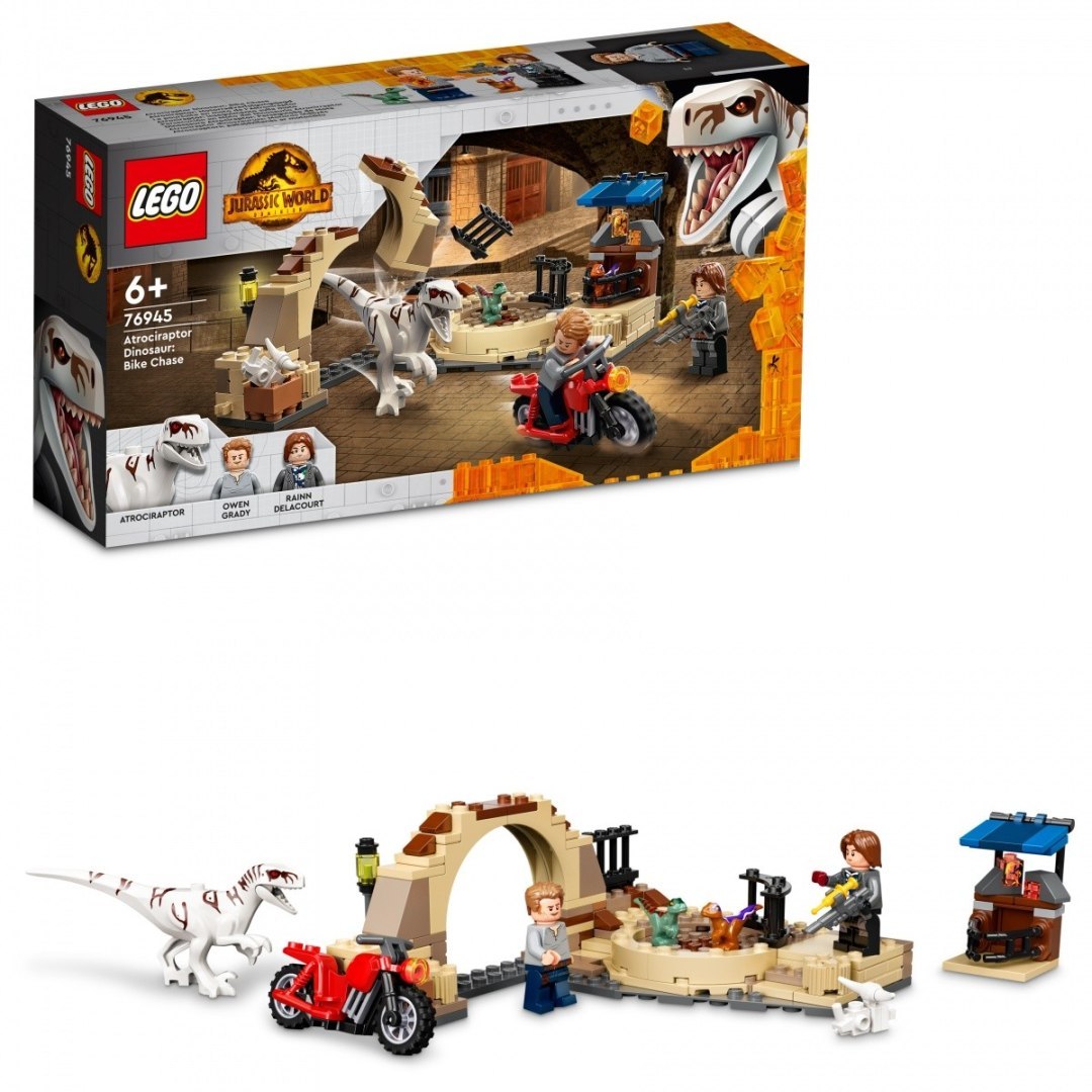 Blocks Jurassic World 76945 Atrociraptor: chase on a motorcycle